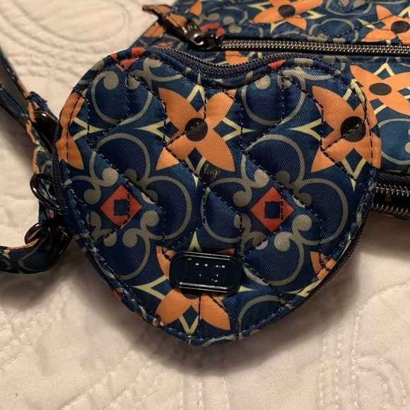 Lug Bag Womens Swivel Convertible Crossbody Floral Quilted Blue Shoulder Purse - Picture 11 of 12